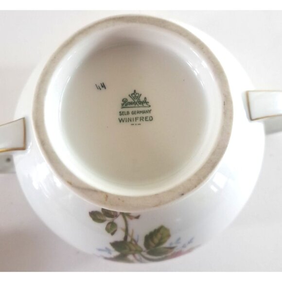 Vintage Selb Germany Winifred Sugar Bowl 2 Handle Moss Rose Rosenthal Gold Trim - Picture 5 of 5